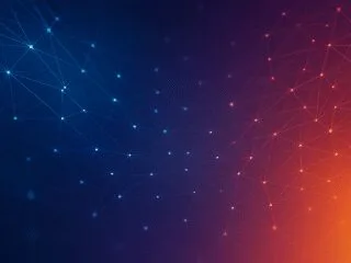 Imagem abstrata de redes digitais e computação quântica