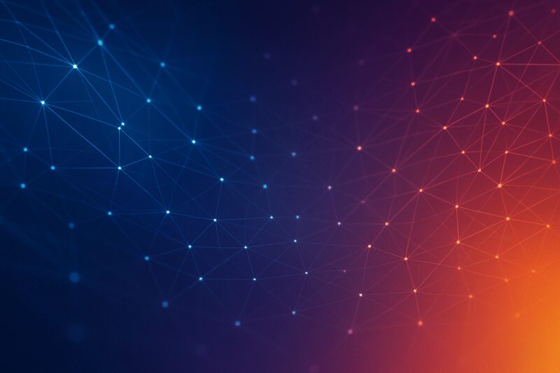 Imagem abstrata de redes digitais e computação quântica