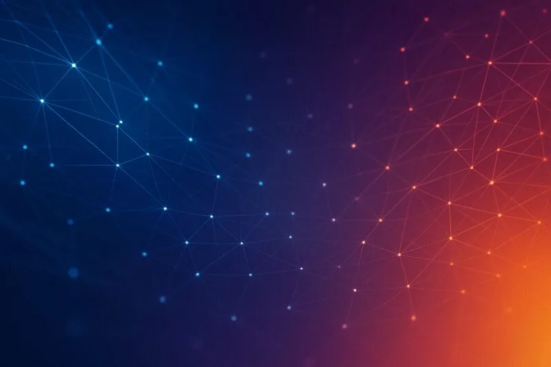 Imagem abstrata de redes digitais e computação quântica