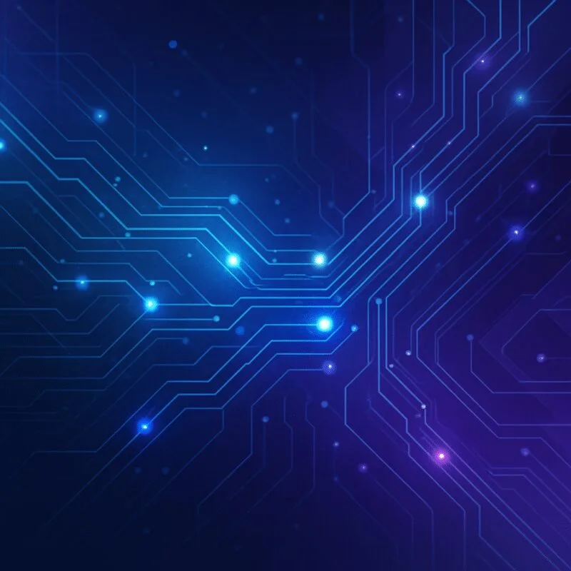 Imagem abstrata de conexões digitais e circuitos futurísticos